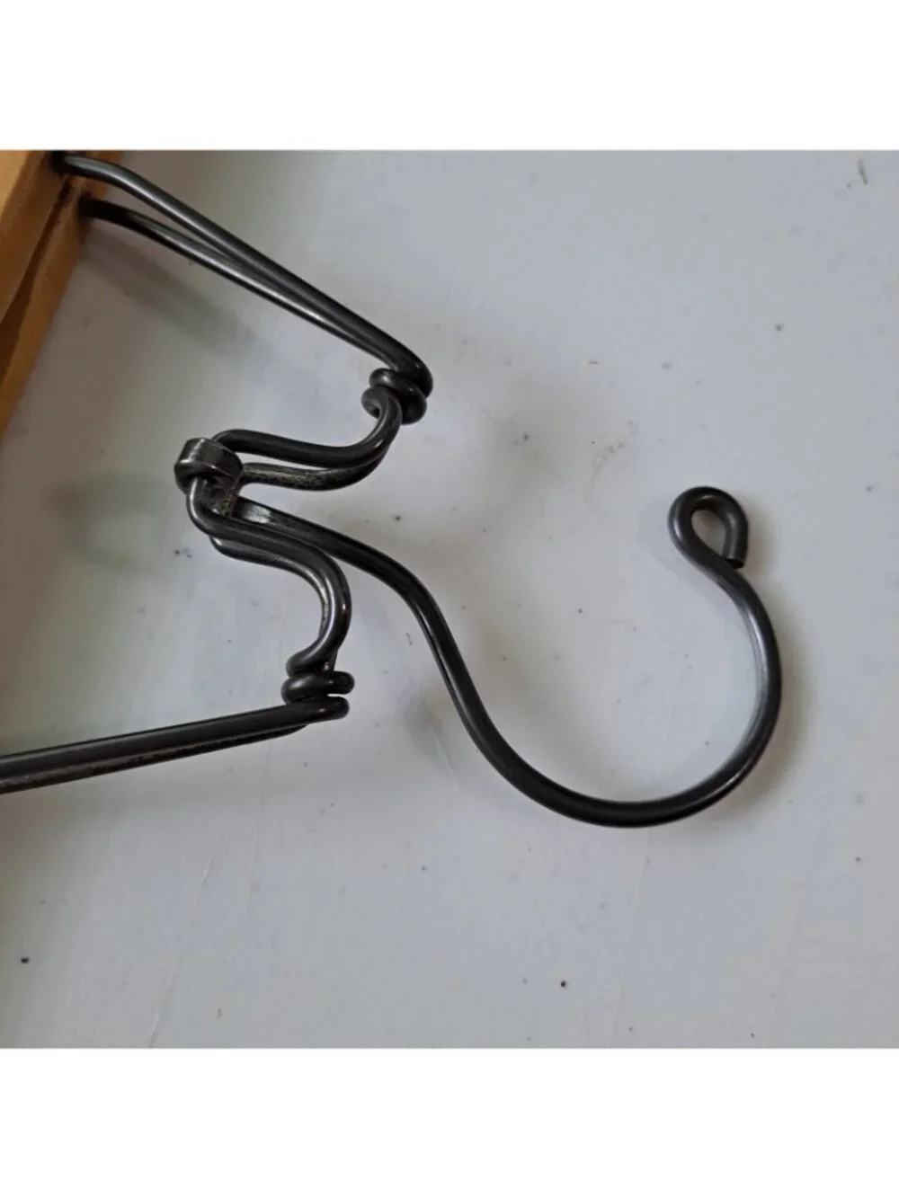 3 Pc Set VTG Wooden Metal Pants Skirt Hangers Padded Clamp 9